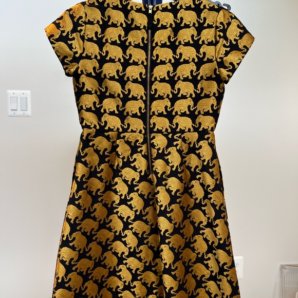 Crewcuts A-line gold embroidered elephant dress. - Picture 2 of 3